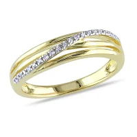 2MM Diamond Accent Natural White 18K Gold Over Silver Band