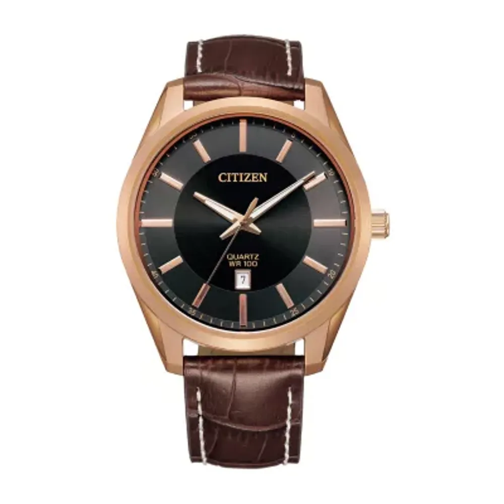 Citizen Quartz Mens Brown Leather Strap Watch Bi1033-04e