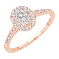 Womens 1/ CT. T.W. Natural White Diamond 10K Rose Gold Oval Engagement Ring