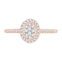 Womens 1/ CT. T.W. Natural White Diamond 10K Rose Gold Oval Engagement Ring