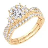 Womens 1 CT. T.W. Natural White Diamond 14K Gold Round Bridal Set