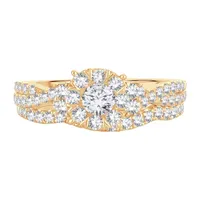 Womens 1 CT. T.W. Natural White Diamond 14K Gold Round Bridal Set