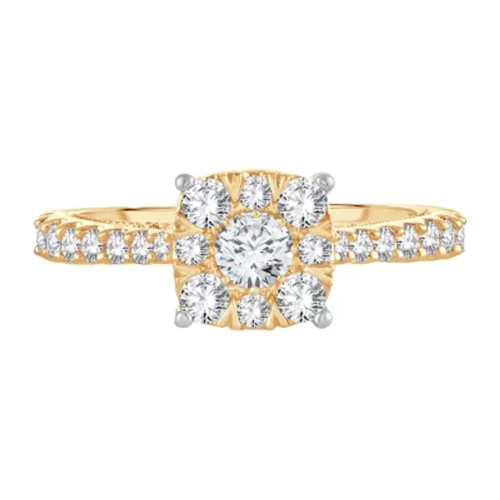 Womens 1 CT. T.W. Natural White Diamond 14K Gold Cushion Engagement Ring