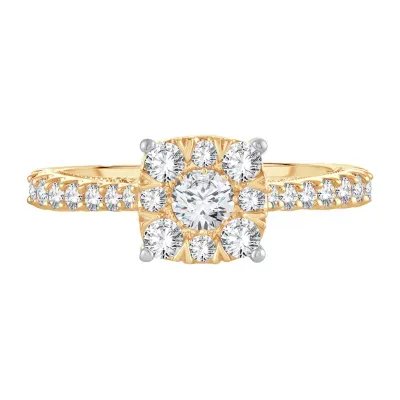 Womens 1 CT. T.W. Natural White Diamond 14K Gold Cushion Engagement Ring