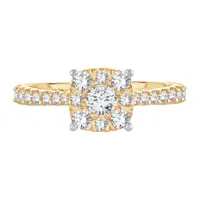 Womens 1 1/ CT. T.W. Natural White Diamond 14K Gold Cushion Engagement Ring