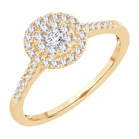 Womens CT. T.W. Natural White Diamond 10K Gold Round Engagement Ring