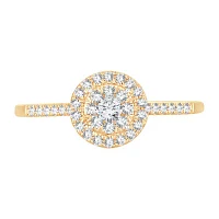 Womens CT. T.W. Natural White Diamond 10K Gold Round Engagement Ring