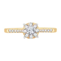 Womens CT. T.W. Natural White Diamond 10K Gold Round Engagement Ring