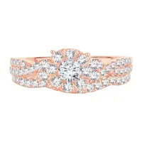 Womens 1 CT. T.W. Natural White Diamond 14K Rose Gold Round Bridal Set