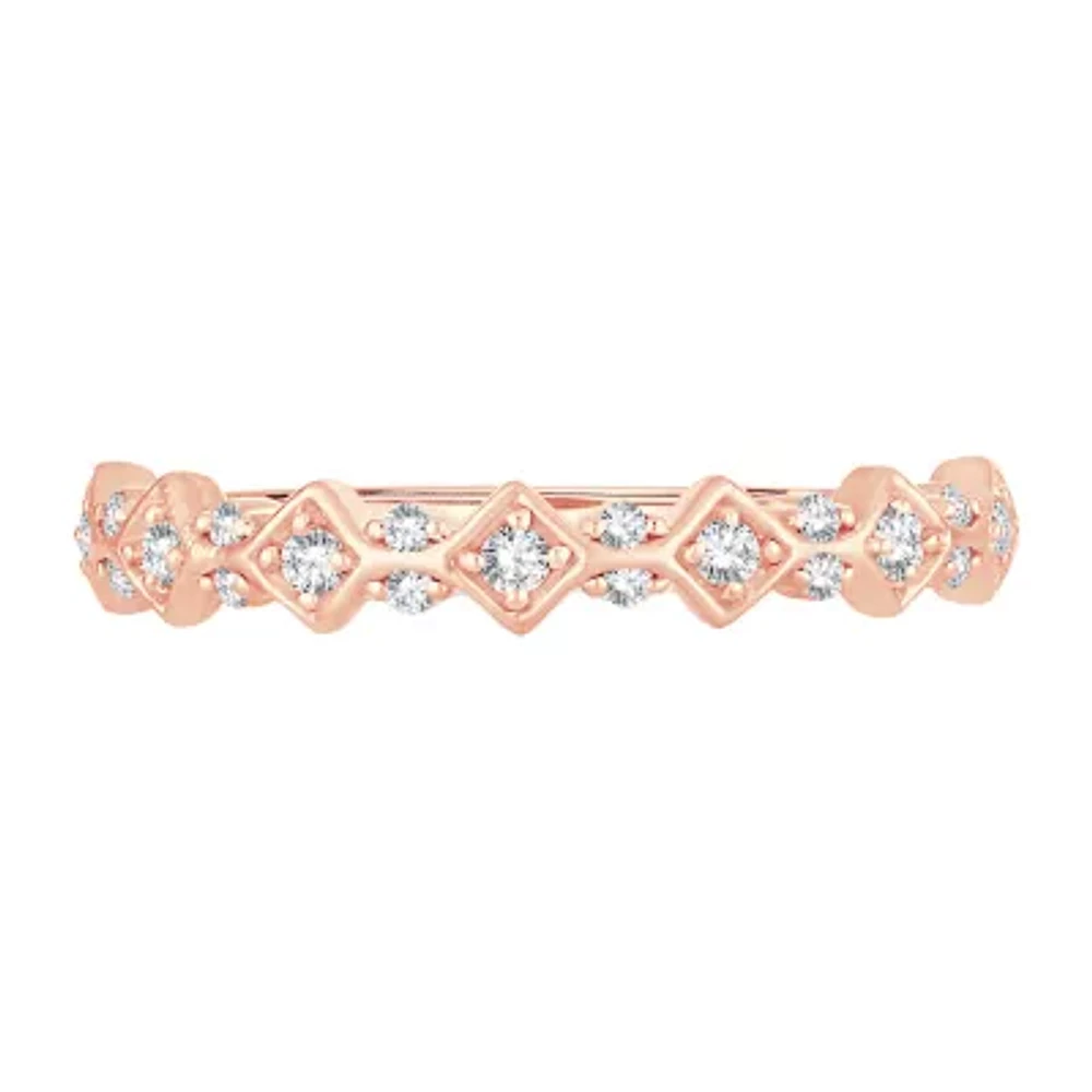 1/6 CT. T.W. Natural White Diamond 10K Rose Gold Wedding Band