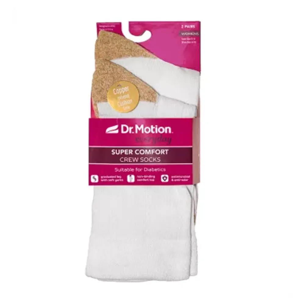 Dr.Motion Copper Infused Diabetic 2 Pair Crew Socks Womens