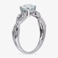 Modern Bride Gemstone Womens 1/10 CT. T.W. Genuine Blue Aquamarine 10K White Gold Infinity Engagement Ring