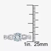 Modern Bride Gemstone Womens 1/10 CT. T.W. Genuine Blue Aquamarine 10K White Gold Infinity Engagement Ring