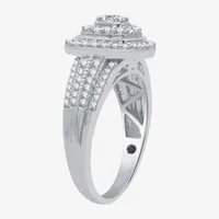 I Said Yes (H-I / I1) Womens 3/4 CT. T.W. Lab Grown White Diamond Sterling Silver Cushion Side Stone Halo Engagement Ring