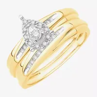 3PC His and Hers Trio Wedding Set Featuring 1/7 CT.T.W. Natural Diamond Womens Bridal Set and Mens Wedding Band in 10K or 14K Two Tone Gold