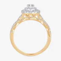 Womens 1 CT.T.W. Natural Diamond 10K or 14K Gold Oval Halo Bridal Set