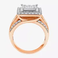 Womens 2 CT. T.W. Natural White Diamond 10K Rose Gold Halo Engagement Ring