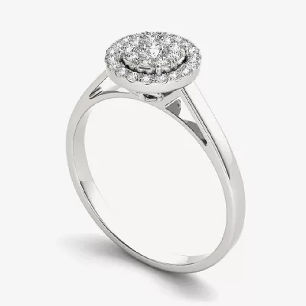 1/3 CT.T.W. Natural Diamond 10K Gold Round Cluster Engagement Ring