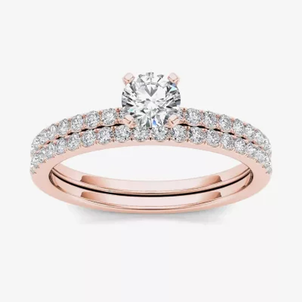 3/4 CT.T.W. Natural Diamond 14K Rose Gold Bridal Ring Set