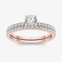 3/4 CT.T.W. Natural Diamond 14K Rose Gold Bridal Ring Set