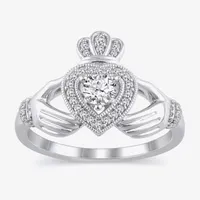 Womens 1/2 CT. T.W. Natural White Diamond 10K Gold Claddagh Halo Bridal Set