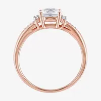 Modern Bride Gemstone Womens Diamond Accent Lab Created White Sapphire 10K Rose Gold Cushion Engagement Ring
