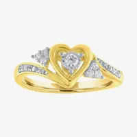 Promise My Love Womens 1/6 CT. T.W. Natural Diamond 10K Gold Heart Ring