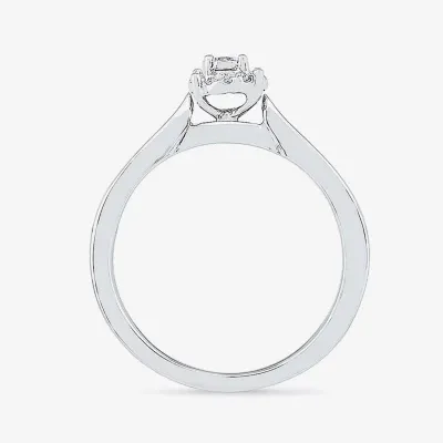 Promise My Love Womens Diamond Accent Mined White Sterling Silver Round Side Stone Halo Ring