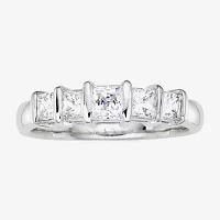 1 CT.T.W. Natural Diamond 10K White Gold Princess 5-Stone Ring