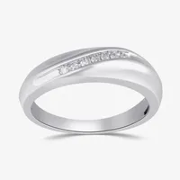 5.5MM Diamond Accent Mined White Sterling Silver Wedding Band