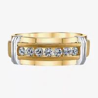 7.5MM 1/4 CT. T.W. Natural White Diamond 10K Two Tone Gold Wedding Band