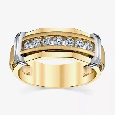 7.5MM 1/4 CT. T.W. Mined White Diamond 10K Two Tone Gold Wedding Band