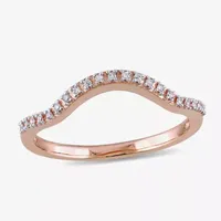 Diamond Accent Mined White 10K Rose Gold Curved Wedding Band