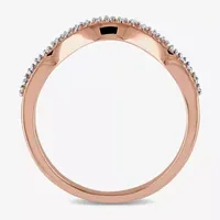 Diamond Accent Mined White 10K Rose Gold Curved Wedding Band