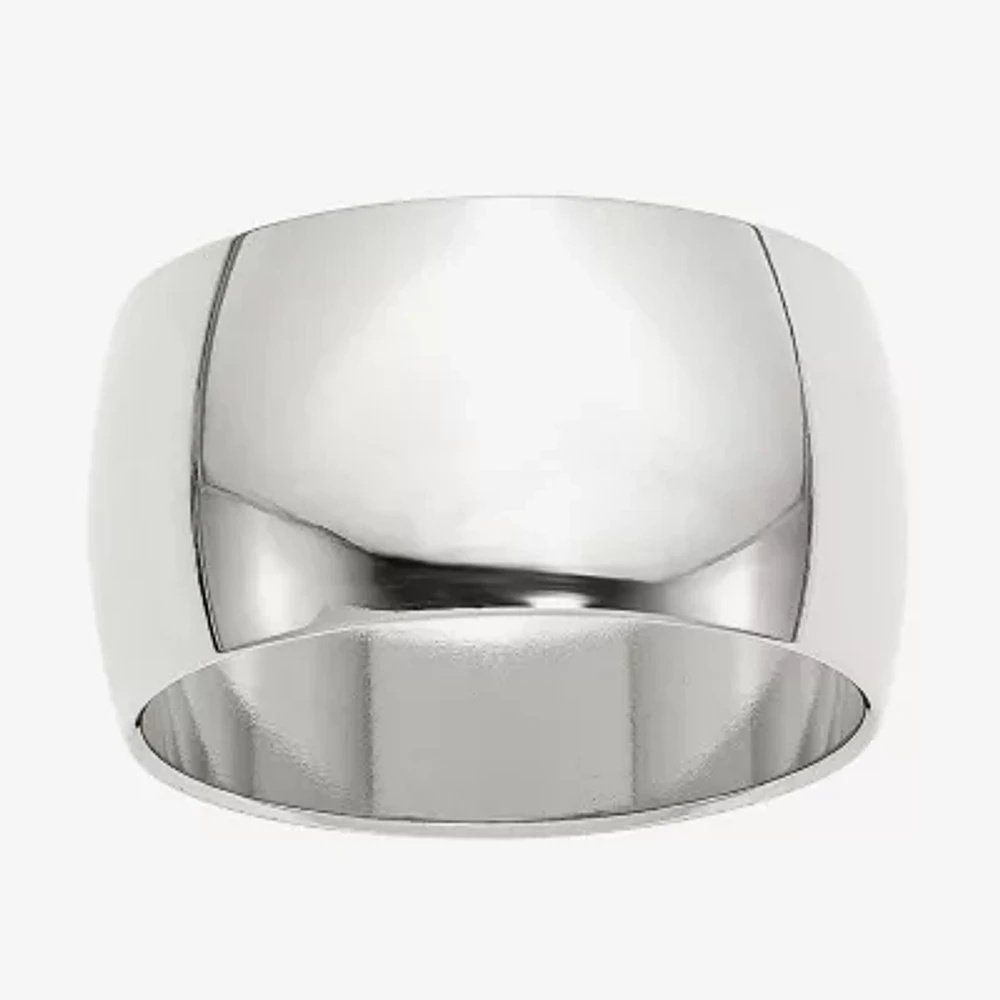 Mens 12MM Sterling Silver Wedding Band