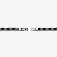 Mens Stainless Steel and Black Ceramic Link Bracelet