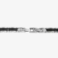 Mens Stainless Steel and Black Ceramic Link Bracelet