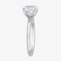 Modern Bride Gemstone Womens Lab Created White Sapphire 10K Gold Round Solitaire Engagement Ring