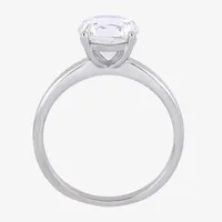 Modern Bride Gemstone Womens Lab Created White Sapphire 10K Gold Round Solitaire Engagement Ring