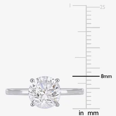 Modern Bride Gemstone Womens Lab Created White Sapphire 10K Gold Round Solitaire Engagement Ring