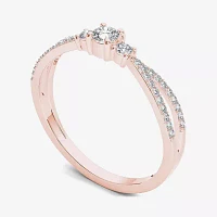 1/4 CT.T.W. Natural Diamond 10K Rose Gold 3-Stone Engagement Ring