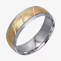 Mens 7mm 10K Two-Tone Gold Wedding Band