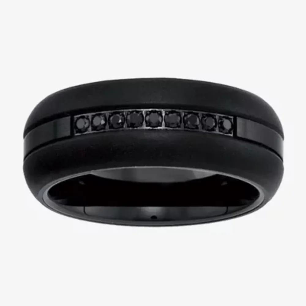 9M 1/5 CT. Natural Black Diamond Tungsten Wedding Band