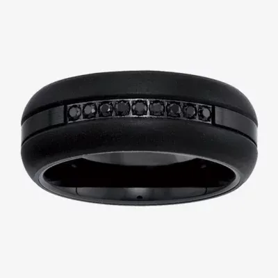 9M 1/5 CT. Natural Black Diamond Tungsten Wedding Band