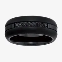 9M 1/5 CT. T.W. Natural Black Diamond Tungsten Wedding Band