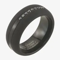 9M 1/5 CT. T.W. Natural Black Diamond Tungsten Wedding Band