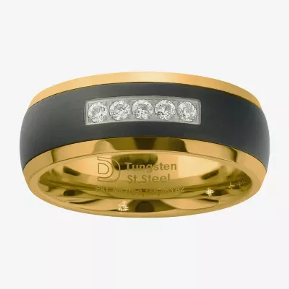 8MM 1/7 CT. T.W. Natural White Diamond Tungsten Wedding Band