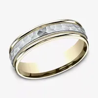 Hammered 6MM 10K Two Tone Gold Wedding Band