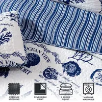 Linery Nautical Pattern Reversible Quilt Set