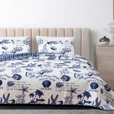 Linery Nautical Pattern Reversible Quilt Set